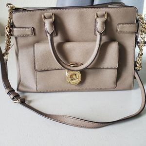 Michael Kors Satchel Leather Taupe - Women | Color: Beige | Size: L